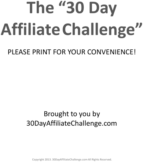Product picture The 30 Day Affiliate Challenge